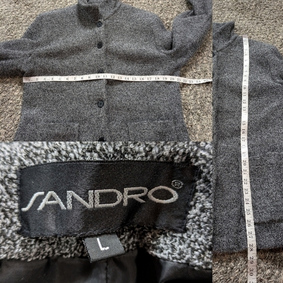 Sandro grey soft fuzzy long sleeve button up jacket L - Picture 6 of 9